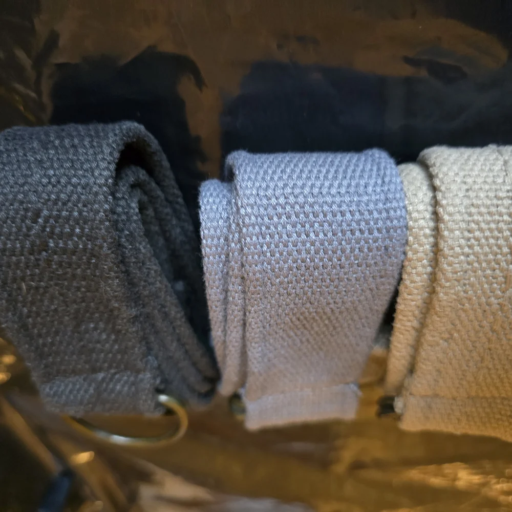 Set of Three Canvas Belts in Black, Gray, and Tan Kids 34 Inches